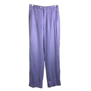 Barry Bricken Pants Womens Sz US 12 Lavender Wool Classic Trouser Pleated‎ Front